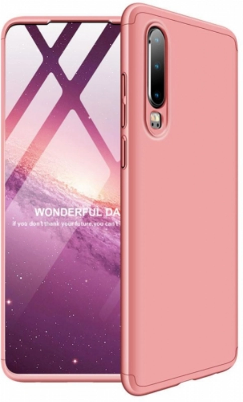 Huawei P30 Kılıf 3 Parçalı 360 Tam Korumalı Rubber AYS Kapak  - Rose Gold