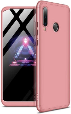 Huawei P30 Lite Kılıf 3 Parçalı 360 Tam Korumalı Rubber AYS Kapak  - Rose Gold