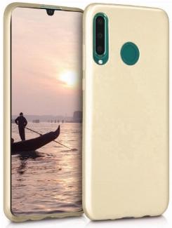 Huawei P30 Lite Kılıf İnce Soft Mat Renkli Esnek Silikon Kapak - Gold