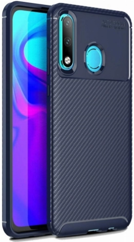 Huawei P30 Lite Kılıf Silikon Parmak İzi Bırakmayan Karbon Soft Negro Kapak - Lacivert