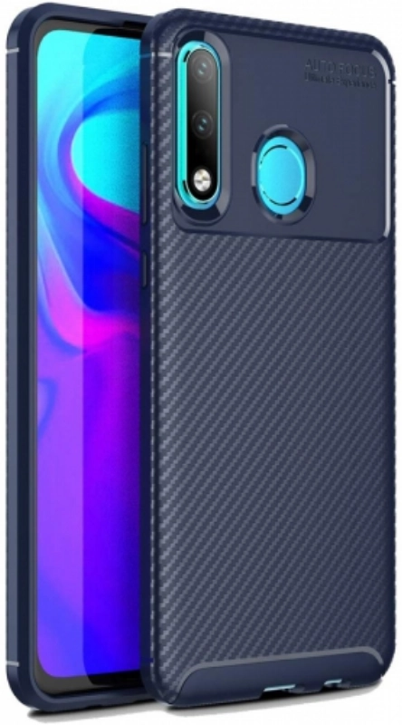 Huawei P30 Lite Kılıf Silikon Parmak İzi Bırakmayan Karbon Soft Negro Kapak - Lacivert