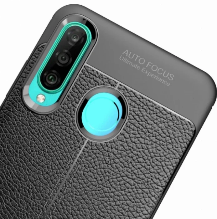 Huawei P30 Lite Kılıf Deri Görünümlü Parmak İzi Bırakmaz Niss Silikon - Siyah