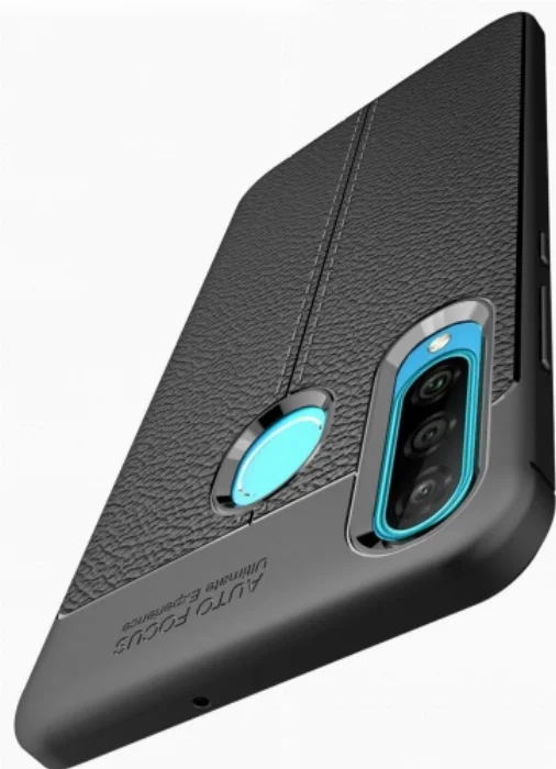 Huawei P30 Lite Kılıf Deri Görünümlü Parmak İzi Bırakmaz Niss Silikon - Siyah