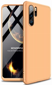 Huawei P30 Pro Kılıf 3 Parçalı 360 Tam Korumalı Rubber AYS Kapak  - Gold