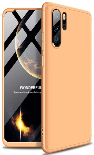 Huawei P30 Pro Kılıf 3 Parçalı 360 Tam Korumalı Rubber AYS Kapak  - Gold