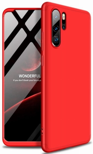 Huawei P30 Pro Kılıf 3 Parçalı 360 Tam Korumalı Rubber AYS Kapak  - Kırmızı