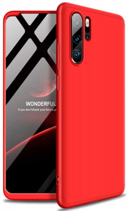 Huawei P30 Pro Kılıf 3 Parçalı 360 Tam Korumalı Rubber AYS Kapak  - Kırmızı