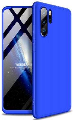 Huawei P30 Pro Kılıf 3 Parçalı 360 Tam Korumalı Rubber AYS Kapak  - Mavi