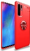 Huawei P30 Pro Kılıf Renkli Silikon Yüzüklü Standlı Auto Focus Ravel Kapak - Kırmızı