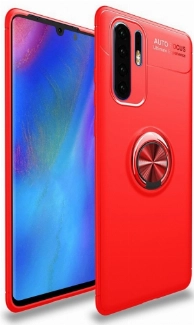 Huawei P30 Pro Kılıf Renkli Silikon Yüzüklü Standlı Auto Focus Ravel Kapak - Kırmızı