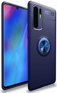 Huawei P30 Pro Kılıf Renkli Silikon Yüzüklü Standlı Auto Focus Ravel Kapak - Mavi