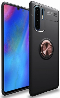 Huawei P30 Pro Kılıf Renkli Silikon Yüzüklü Standlı Auto Focus Ravel Kapak - Rose Gold