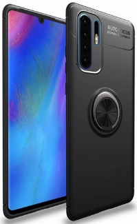 Huawei P30 Pro Kılıf Renkli Silikon Yüzüklü Standlı Auto Focus Ravel Kapak - Siyah