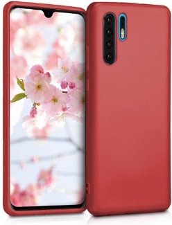 Huawei P30 Pro Kılıf İnce Soft Mat Renkli Esnek Silikon Kapak - Kırmızı