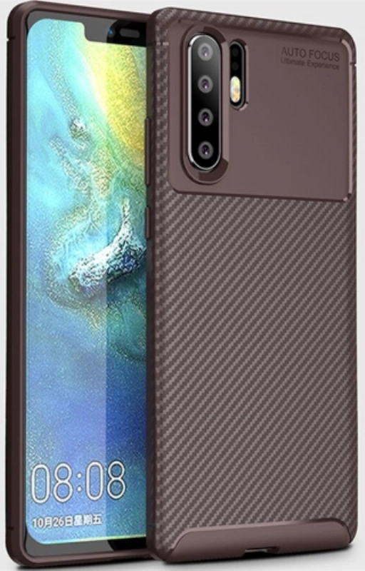 Huawei P30 Pro Kılıf Silikon Parmak İzi Bırakmayan Karbon Soft Negro Kapak - Kahve