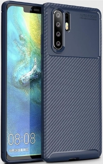 Huawei P30 Pro Kılıf Silikon Parmak İzi Bırakmayan Karbon Soft Negro Kapak - Lacivert