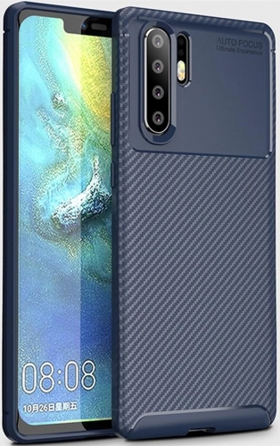 Huawei P30 Pro Kılıf Silikon Parmak İzi Bırakmayan Karbon Soft Negro Kapak - Lacivert