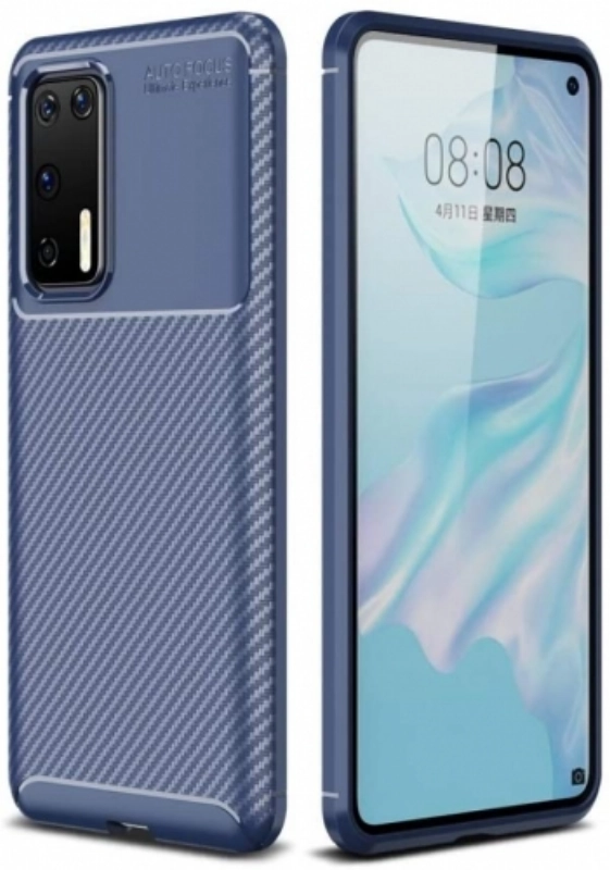 Huawei P40 Kılıf Silikon Parmak İzi Bırakmayan Karbon Soft Negro Kapak - Lacivert