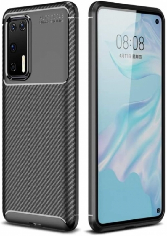 Huawei P40 Kılıf Silikon Parmak İzi Bırakmayan Karbon Soft Negro Kapak - Siyah