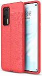 Huawei P40 Kılıf Deri Görünümlü Parmak İzi Bırakmaz Niss Silikon - Kırmızı