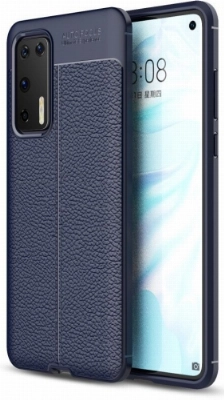 Huawei P40 Kılıf Deri Görünümlü Lüks Parmak İzi Bırakmaz Niss Silikon Kapak - Lacivert