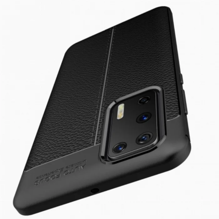 Huawei P40 Kılıf Deri Görünümlü Parmak İzi Bırakmaz Niss Silikon - Siyah