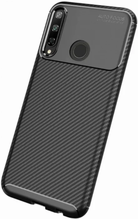 Huawei P40 Lite E Kılıf Karbon Serisi Mat Fiber Silikon Negro Kapak - Siyah