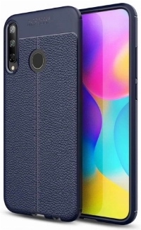 Huawei P40 Lite E Kılıf Deri Görünümlü Lüks Parmak İzi Bırakmaz Niss Silikon Kapak - Lacivert