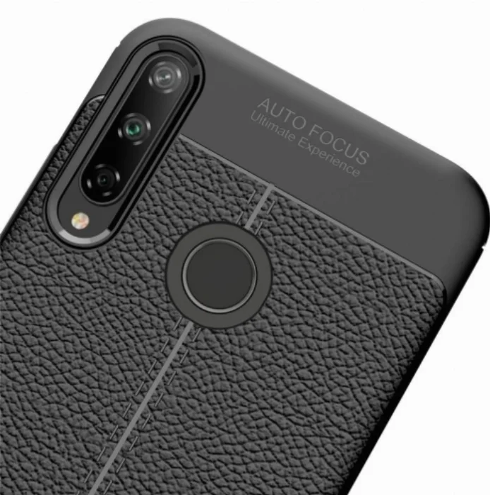 Huawei P40 Lite E Kılıf Deri Görünümlü Parmak İzi Bırakmaz Niss Silikon - Siyah