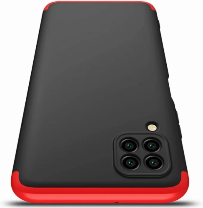 Huawei P40 Lite Kılıf 3 Parçalı 360 Tam Korumalı Rubber AYS Kapak  - Kırmızı - Siyah
