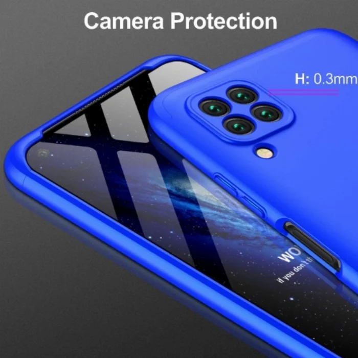 Huawei P40 Lite Kılıf 3 Parçalı 360 Tam Korumalı Rubber AYS Kapak  - Mavi