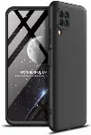 Huawei P40 Lite Kılıf 3 Parçalı 360 Tam Korumalı Rubber AYS Kapak - Siyah