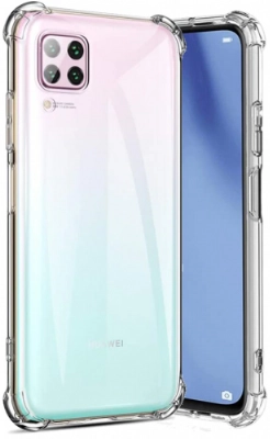 Huawei P40 Lite Kılıf Silikon Köşe Korumalı Airbag Darbe Emici Kapak - Şeffaf