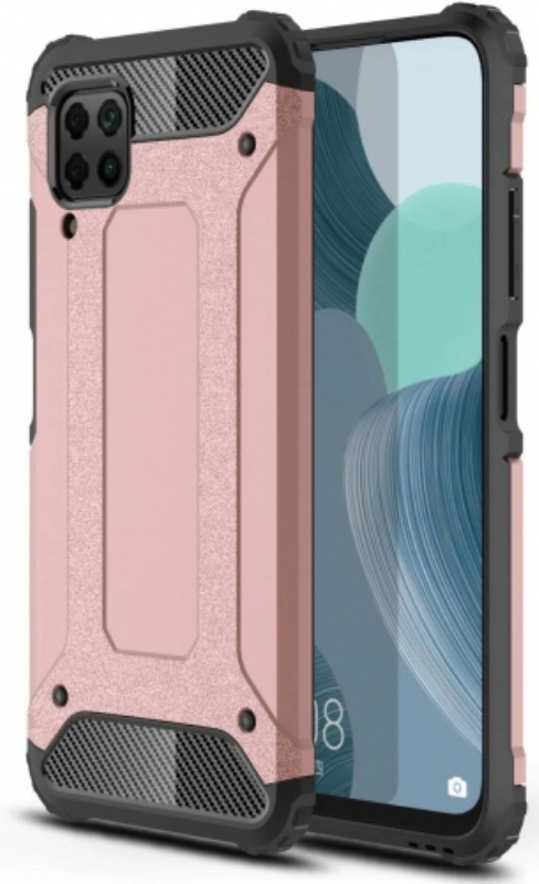 Huawei P40 Lite Kılıf Zırhlı Tank Crash Silikon Kapak - Rose Gold