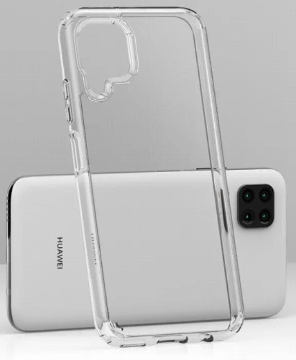 Huawei P40 Lite Kılıf Korumalı Kenarları Silikon Arkası Sert Coss Kapak  - Şeffaf