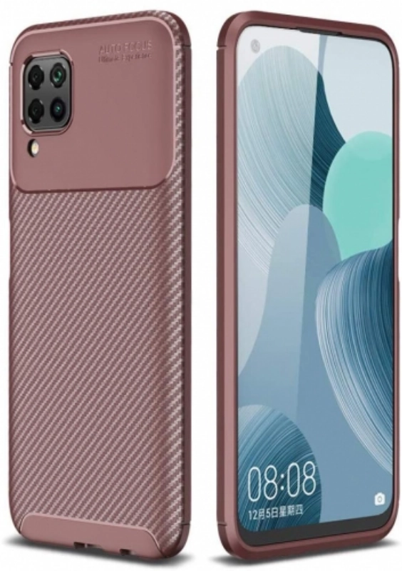 Huawei P40 Lite Kılıf Silikon Parmak İzi Bırakmayan Karbon Soft Negro Kapak - Kahve