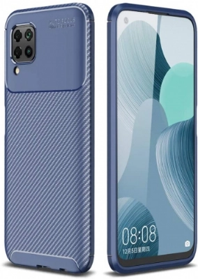 Huawei P40 Lite Kılıf Silikon Parmak İzi Bırakmayan Karbon Soft Negro Kapak - Lacivert