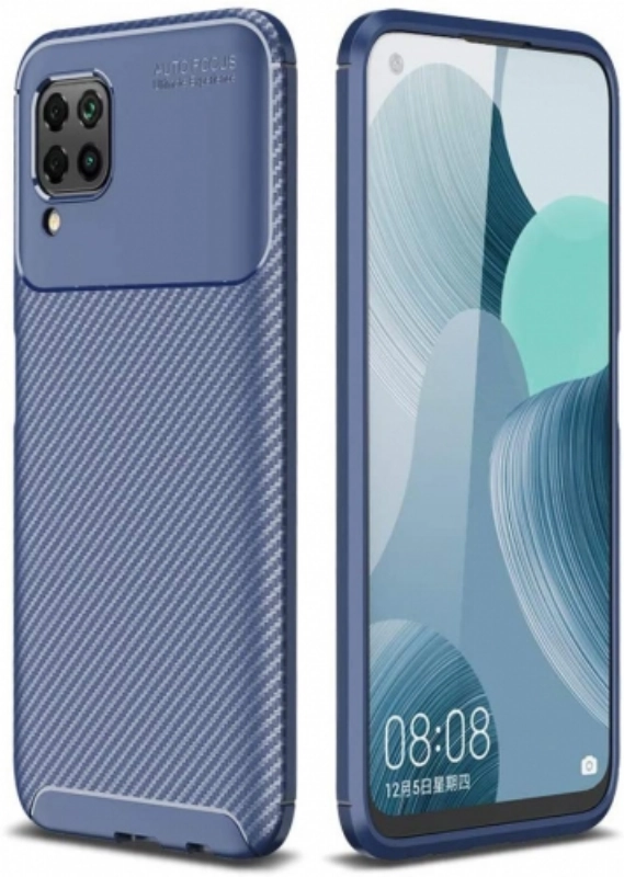 Huawei P40 Lite Kılıf Silikon Parmak İzi Bırakmayan Karbon Soft Negro Kapak - Lacivert