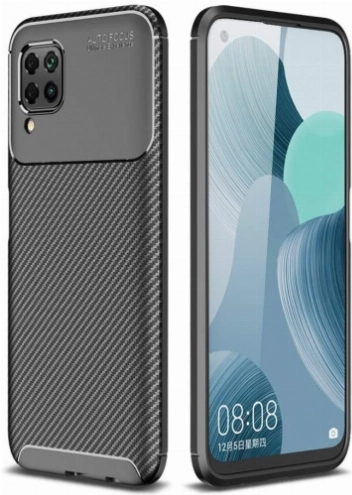 Huawei P40 Lite Kılıf Silikon Parmak İzi Bırakmayan Karbon Soft Negro Kapak - Siyah