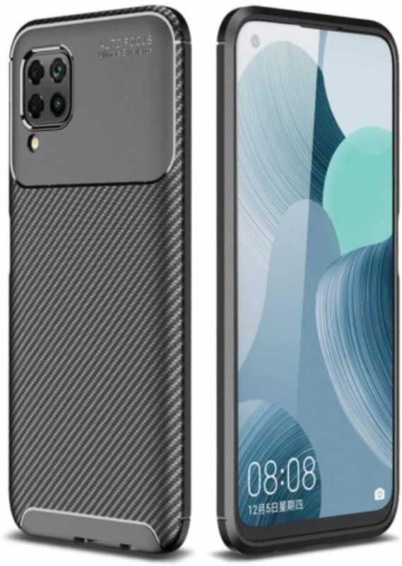 Huawei P40 Lite Kılıf Silikon Parmak İzi Bırakmayan Karbon Soft Negro Kapak - Siyah