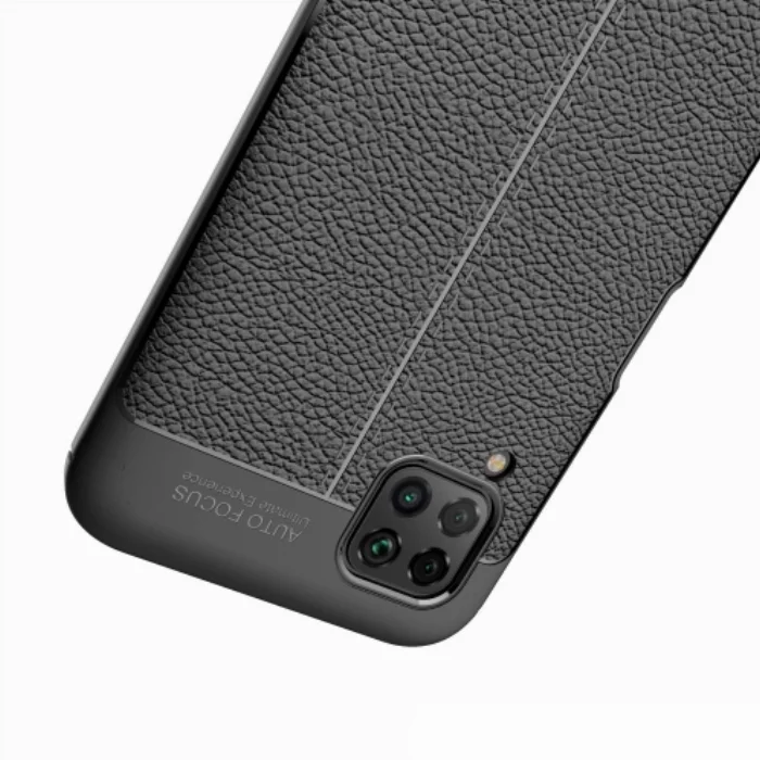 Huawei P40 Lite Kılıf Deri Görünümlü Parmak İzi Bırakmaz Niss Silikon - Siyah