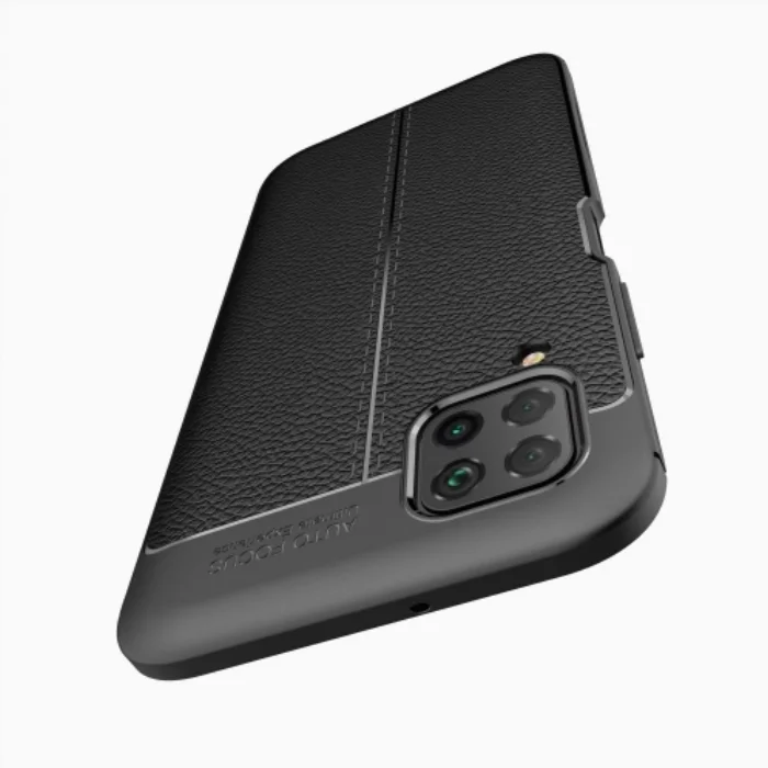 Huawei P40 Lite Kılıf Deri Görünümlü Parmak İzi Bırakmaz Niss Silikon - Siyah