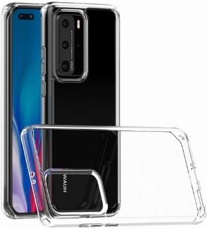 Huawei P40 Pro Kılıf Korumalı Kenarları Silikon Arkası Sert Coss Kapak  - Şeffaf