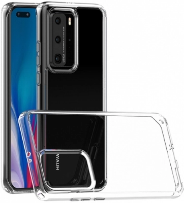 Huawei P40 Pro Kılıf Korumalı Kenarları Silikon Arkası Sert Coss Kapak  - Şeffaf