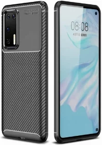 Huawei P40 Pro Kılıf Karbon Serisi Mat Fiber Silikon Negro Kapak - Siyah