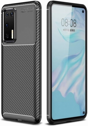 Huawei P40 Pro Kılıf Silikon Parmak İzi Bırakmayan Karbon Soft Negro Kapak - Siyah