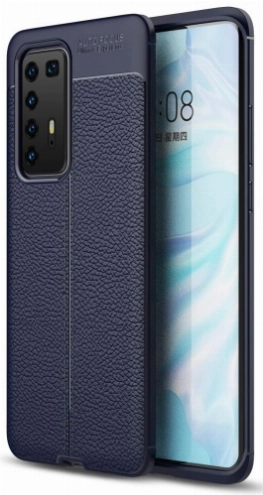 Huawei P40 Pro Kılıf Deri Görünümlü Lüks Parmak İzi Bırakmaz Niss Silikon Kapak - Lacivert