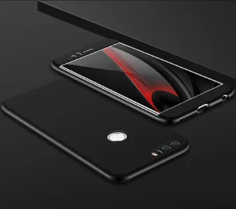 Huawei P9 Lite (2017) Kılıf 3 Parçalı 360 Tam Korumalı Rubber AYS Kapak  - Siyah