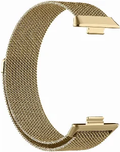 Huawei Watch Fit 3 Metal Kordon Tel Örgü İşlemeli Mıknatıslı KRD-01  - Gold