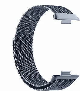 Huawei Watch Fit 3 Metal Kordon Tel Örgü İşlemeli Mıknatıslı KRD-01  - Gri